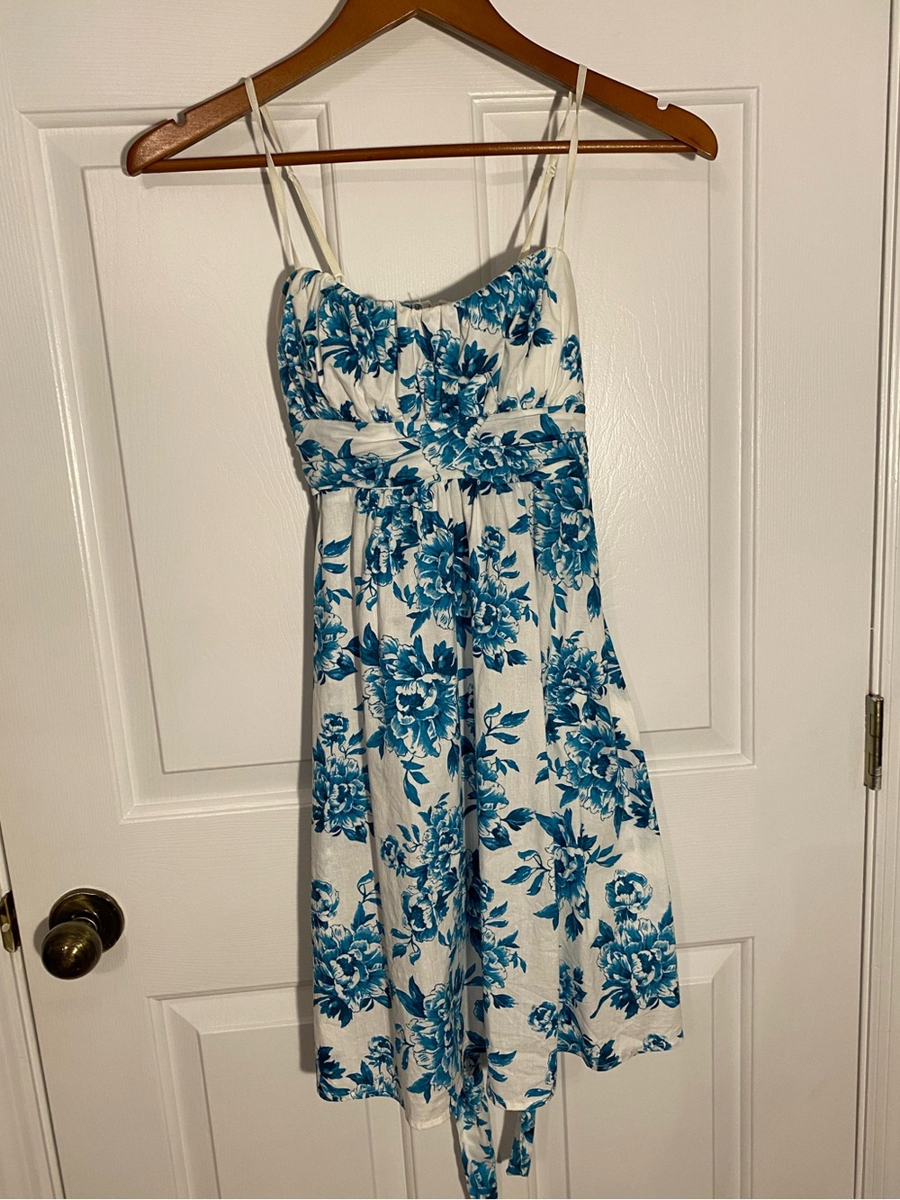 Ruby Rox White Dress with Teal-Blue Floral Print